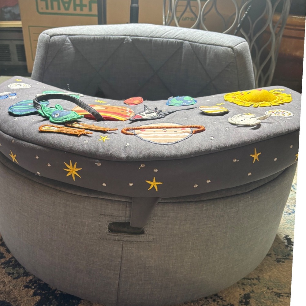 Crate & Kids Deep Space Baby Activity Chair Gray Plush Infant Seat Space Theme - Picture 10 of 13